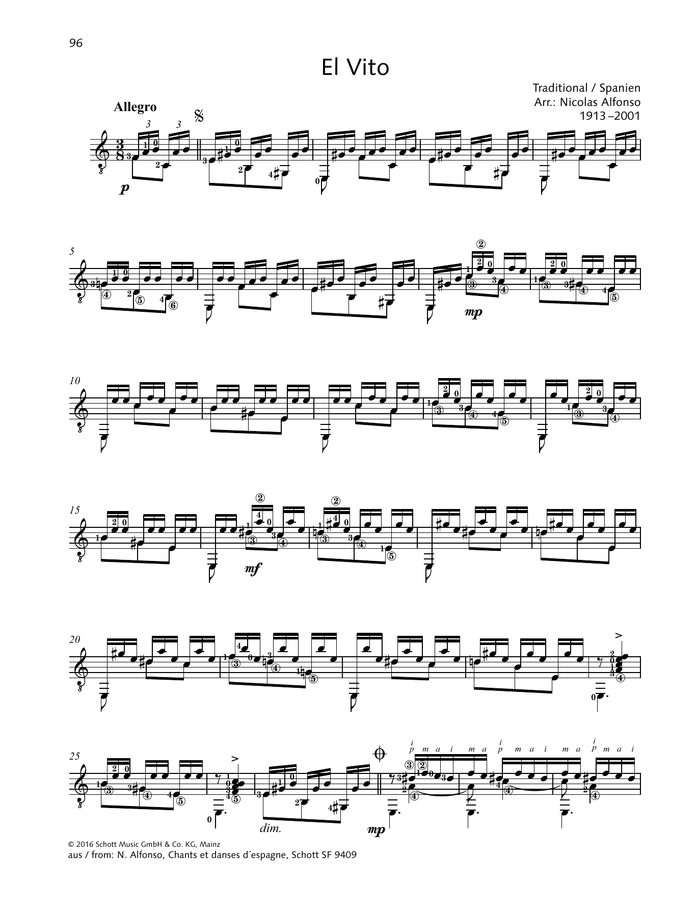 Nicolas Alfonso El Vito Sheet Music Notes & Chords for Solo Guitar Tab - Download or Print PDF