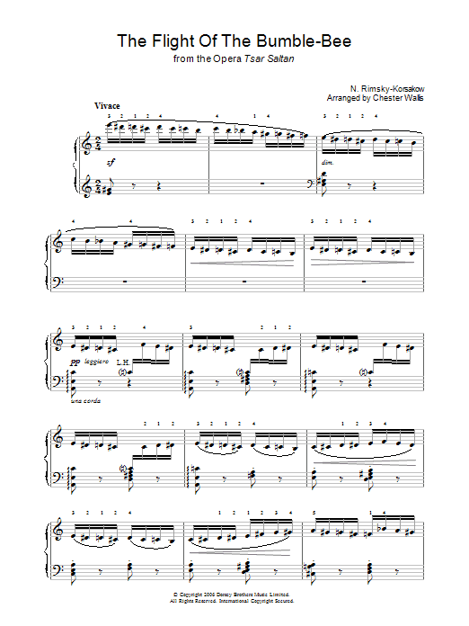 Nikolai Rimsky-Korsakov The Flight Of The Bumblebee (from The Tale Of Tsar Saltan) Sheet Music Notes & Chords for Piano - Download or Print PDF