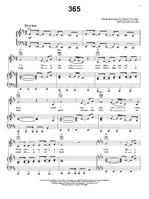 Nicole C. Mullen 365 Sheet Music Notes & Chords for Piano, Vocal & Guitar (Right-Hand Melody) - Download or Print PDF