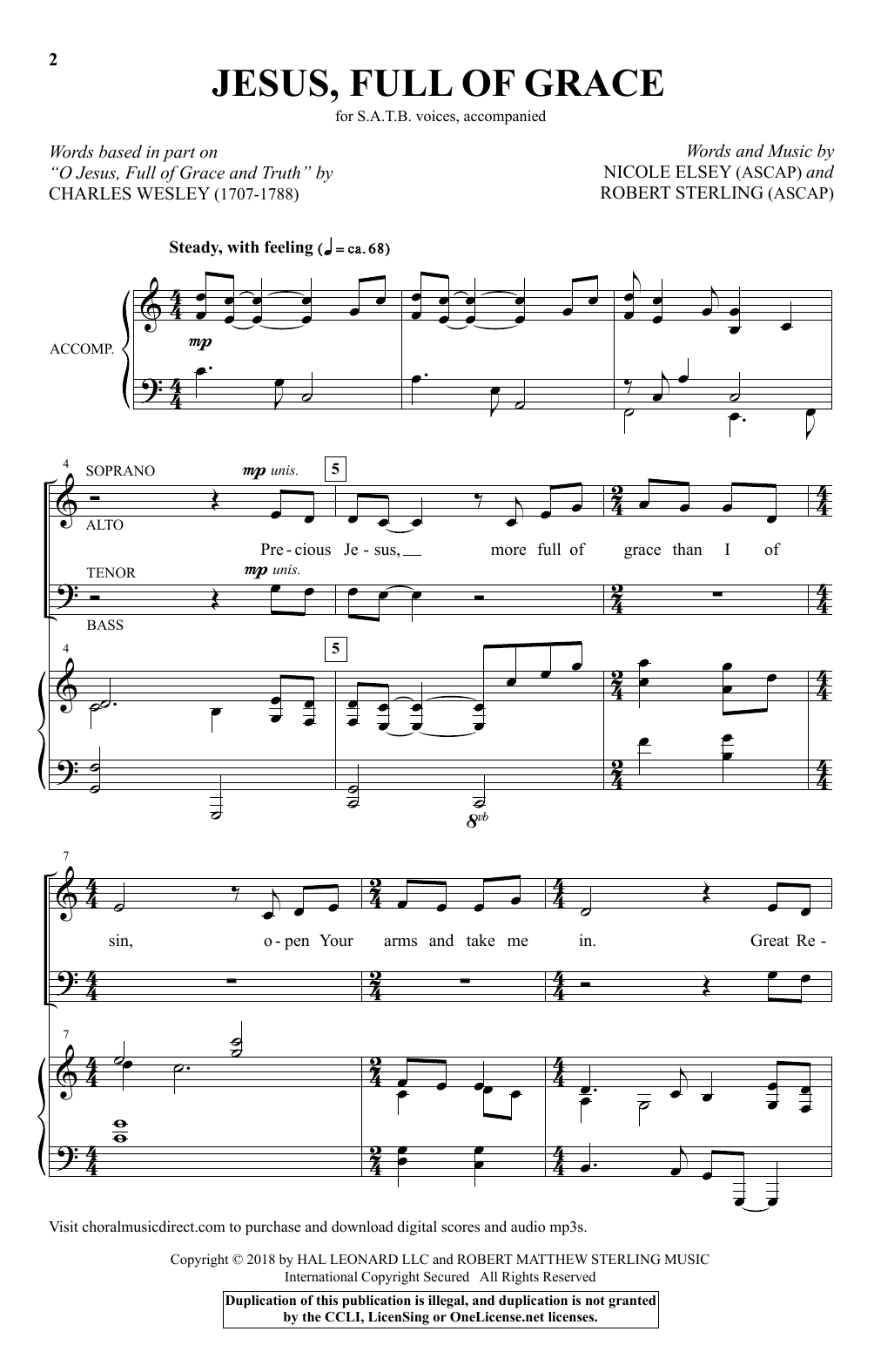 Nicole Elsey Jesus, Full Of Grace Sheet Music Notes & Chords for SATB - Download or Print PDF