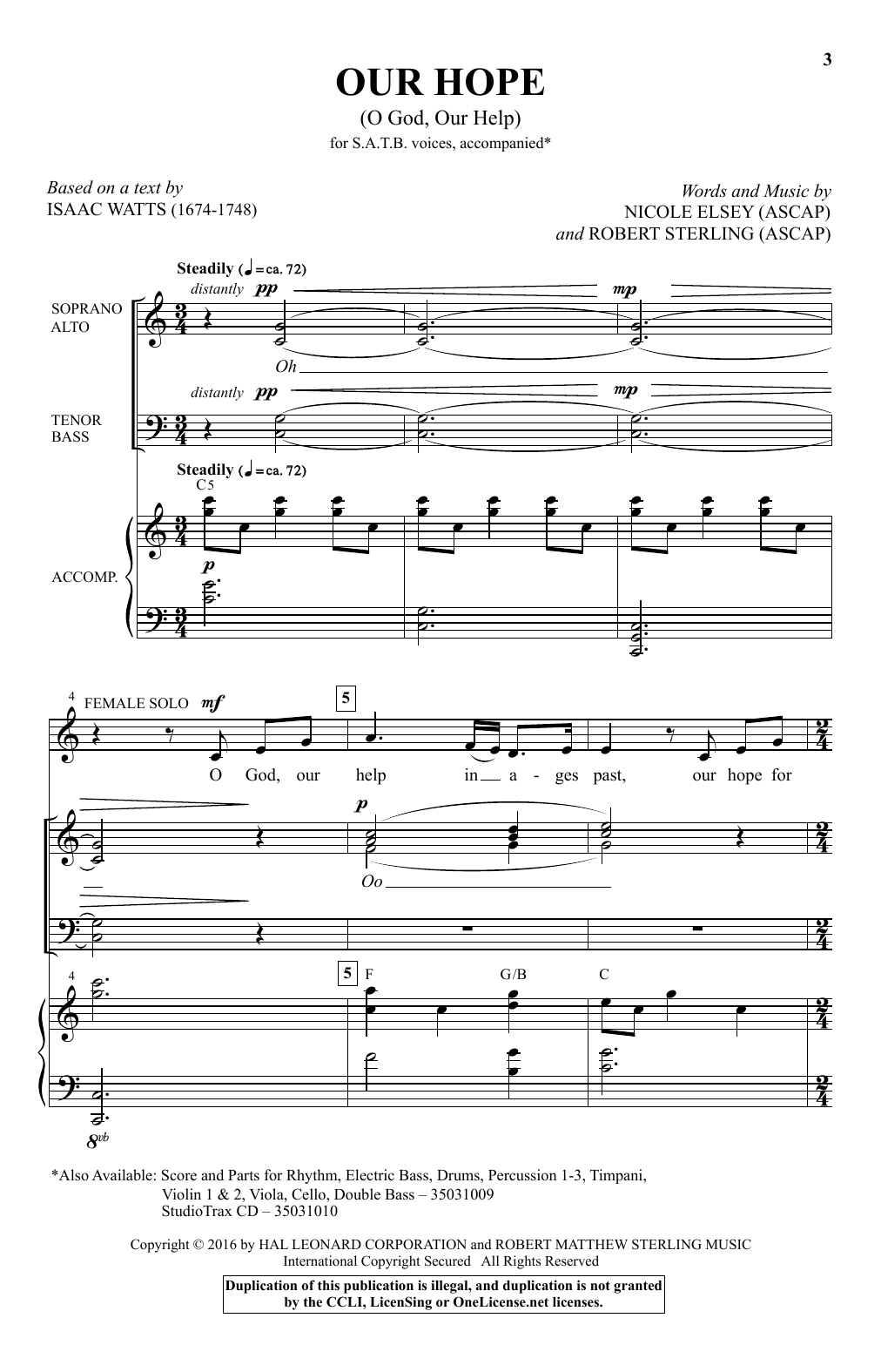Nicole Elsey Our Hope (O God, Our Help) Sheet Music Notes & Chords for SATB - Download or Print PDF