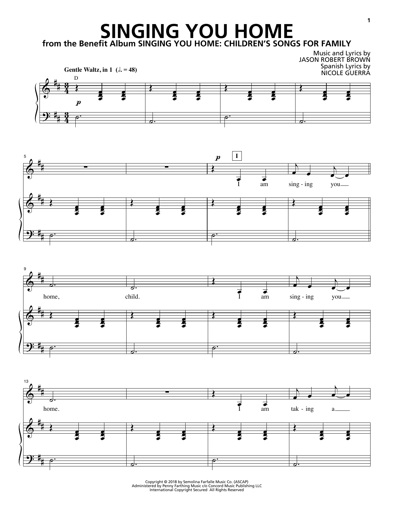 Nicole Guerra & Jason Robert Brown Singing You Home Sheet Music Notes & Chords for Piano & Vocal - Download or Print PDF