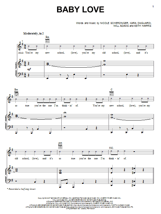 Nicole Scherzinger Baby Love Sheet Music Notes & Chords for Piano, Vocal & Guitar (Right-Hand Melody) - Download or Print PDF