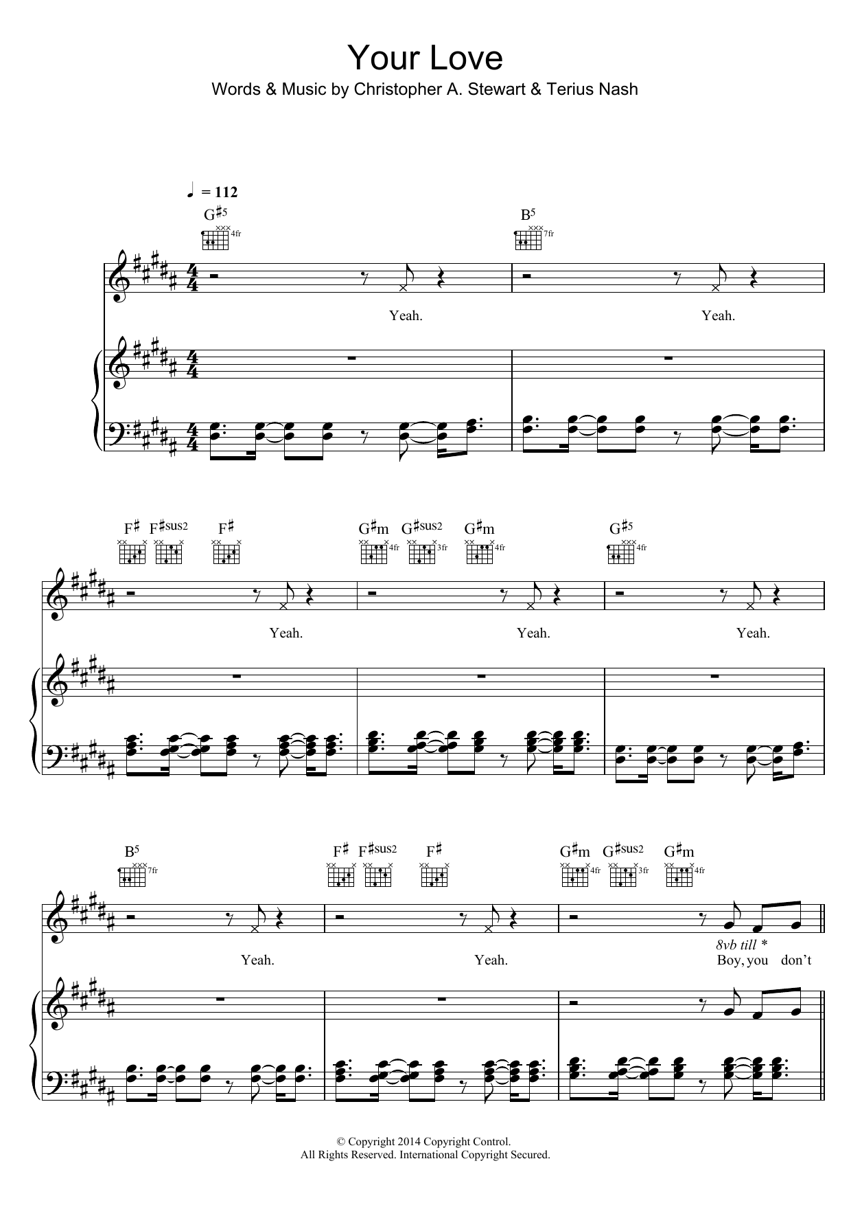 Nicole Scherzinger Your Love Sheet Music Notes & Chords for Piano, Vocal & Guitar (Right-Hand Melody) - Download or Print PDF