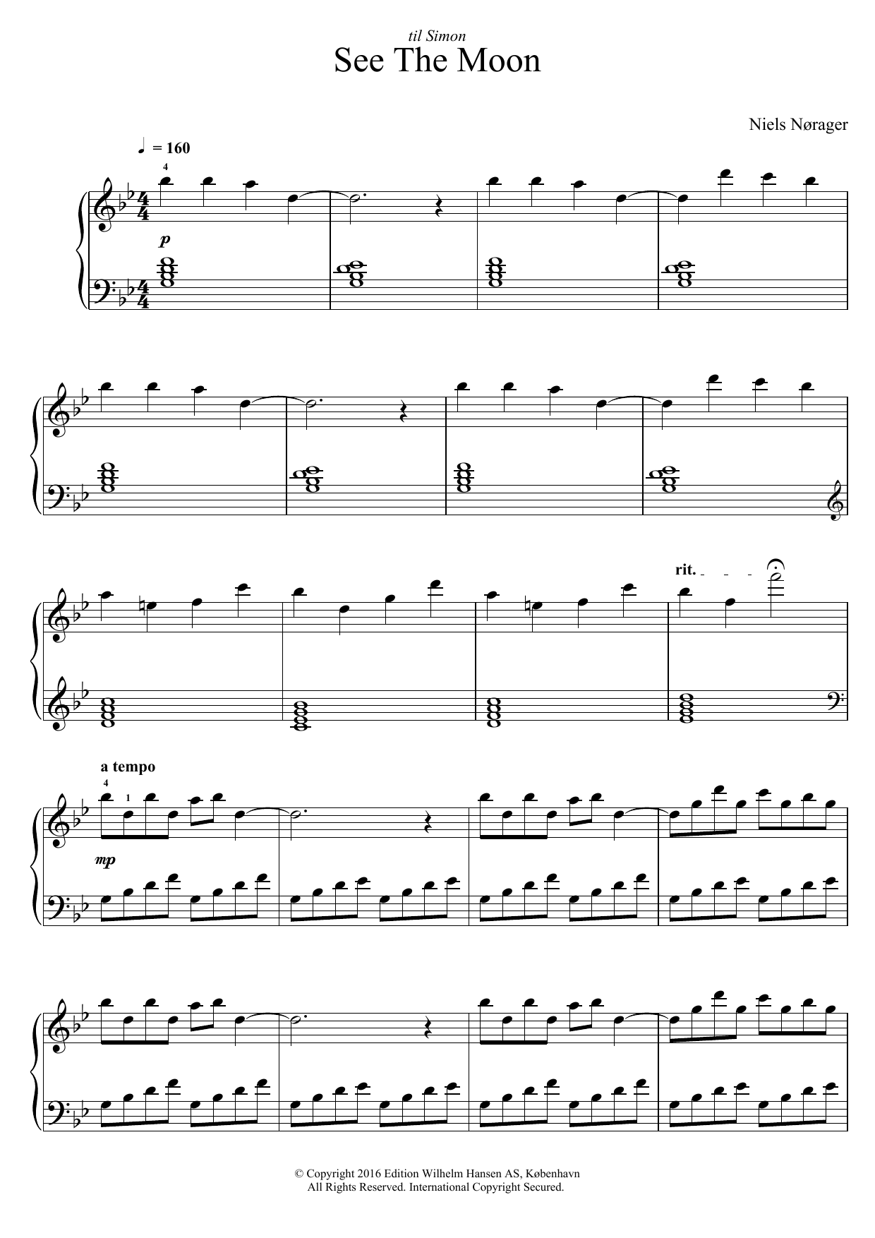 Niels Norager See The Moon Sheet Music Notes & Chords for Piano - Download or Print PDF