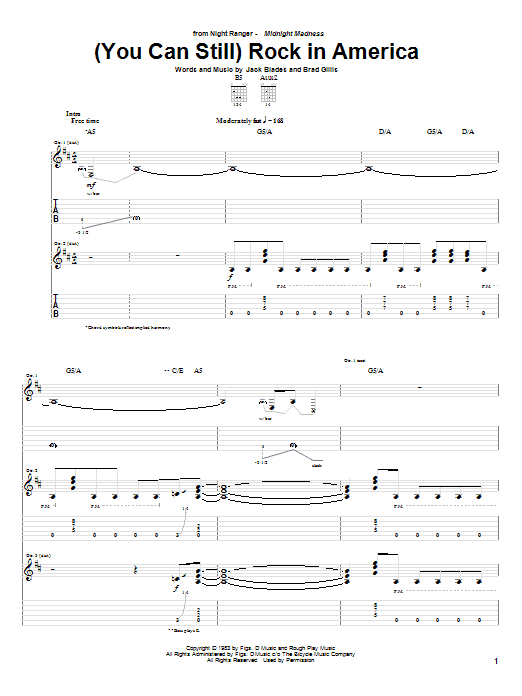 Night Ranger (You Can Still) Rock In America Sheet Music Notes & Chords for Guitar Tab - Download or Print PDF Night Ranger (You Can Still) Rock In America Sheet Music Notes & Chords for Guitar Tab - Download or Print PDF