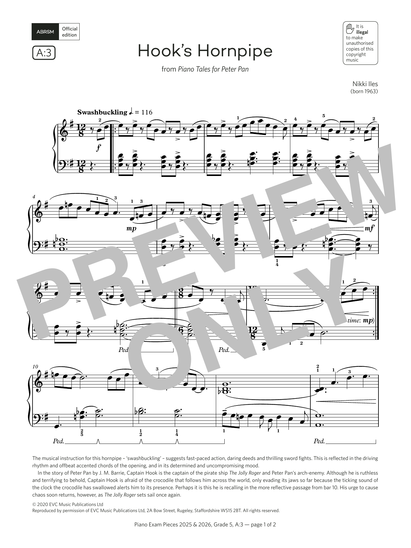 Nikki Iles Hook's Hornpipe (Grade 5, list A3, from the ABRSM Piano Syllabus 2025 & 2026) Sheet Music Notes & Chords for Piano Solo - Download or Print PDF