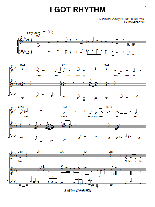 Nikki Yankofsky I Got Rhythm Sheet Music Notes & Chords for Piano & Vocal - Download or Print PDF