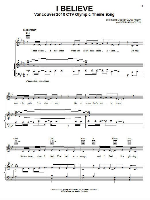 Nikki Yanofsky I Believe Sheet Music Notes & Chords for Piano, Vocal & Guitar (Right-Hand Melody) - Download or Print PDF