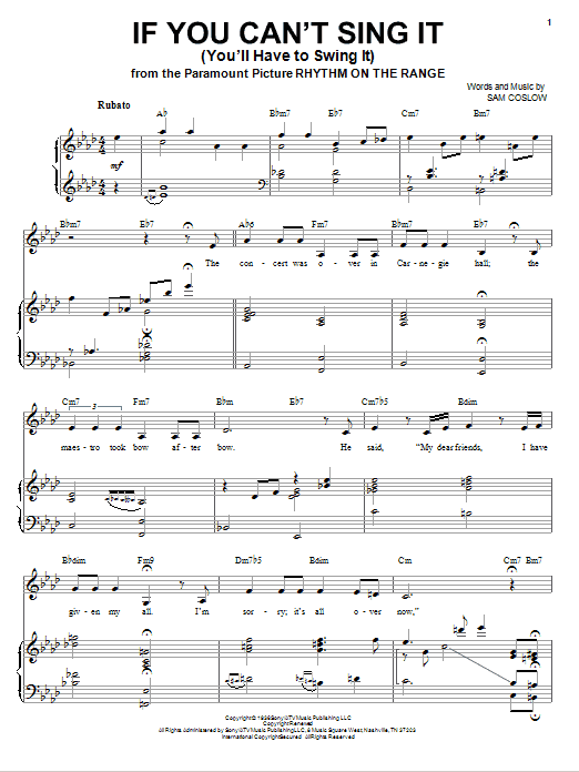 Nikki Yanofsky If You Can't Sing It (You'll Have To Swing It) Sheet Music Notes & Chords for Piano & Vocal - Download or Print PDF