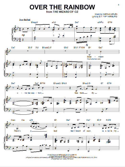 Nikki Yanofsky Over The Rainbow Sheet Music Notes & Chords for Piano & Vocal - Download or Print PDF