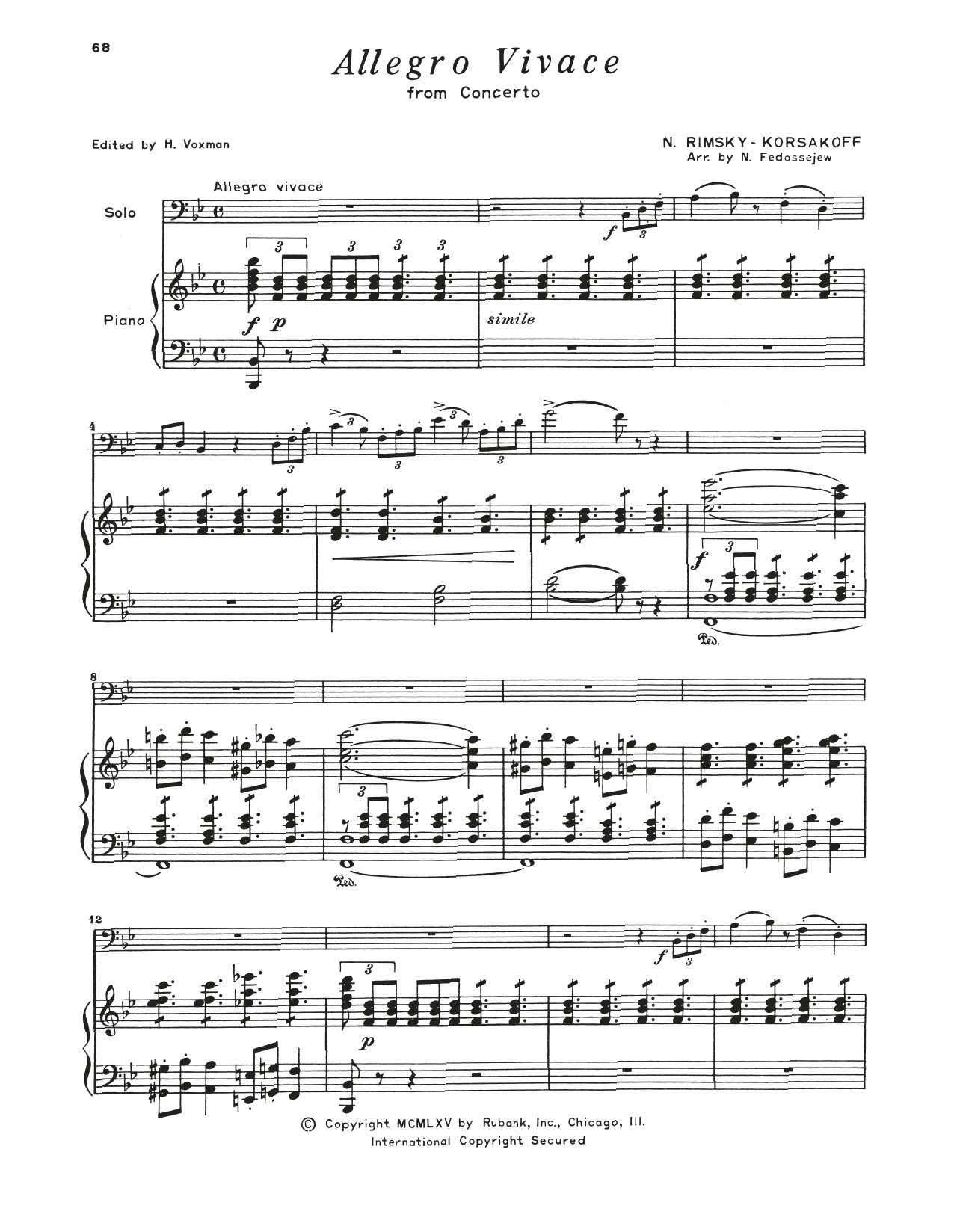 Nikolai Rimsky-Korsakov Allegro Vivace (from Concerto) Sheet Music Notes & Chords for Trombone and Piano - Download or Print PDF