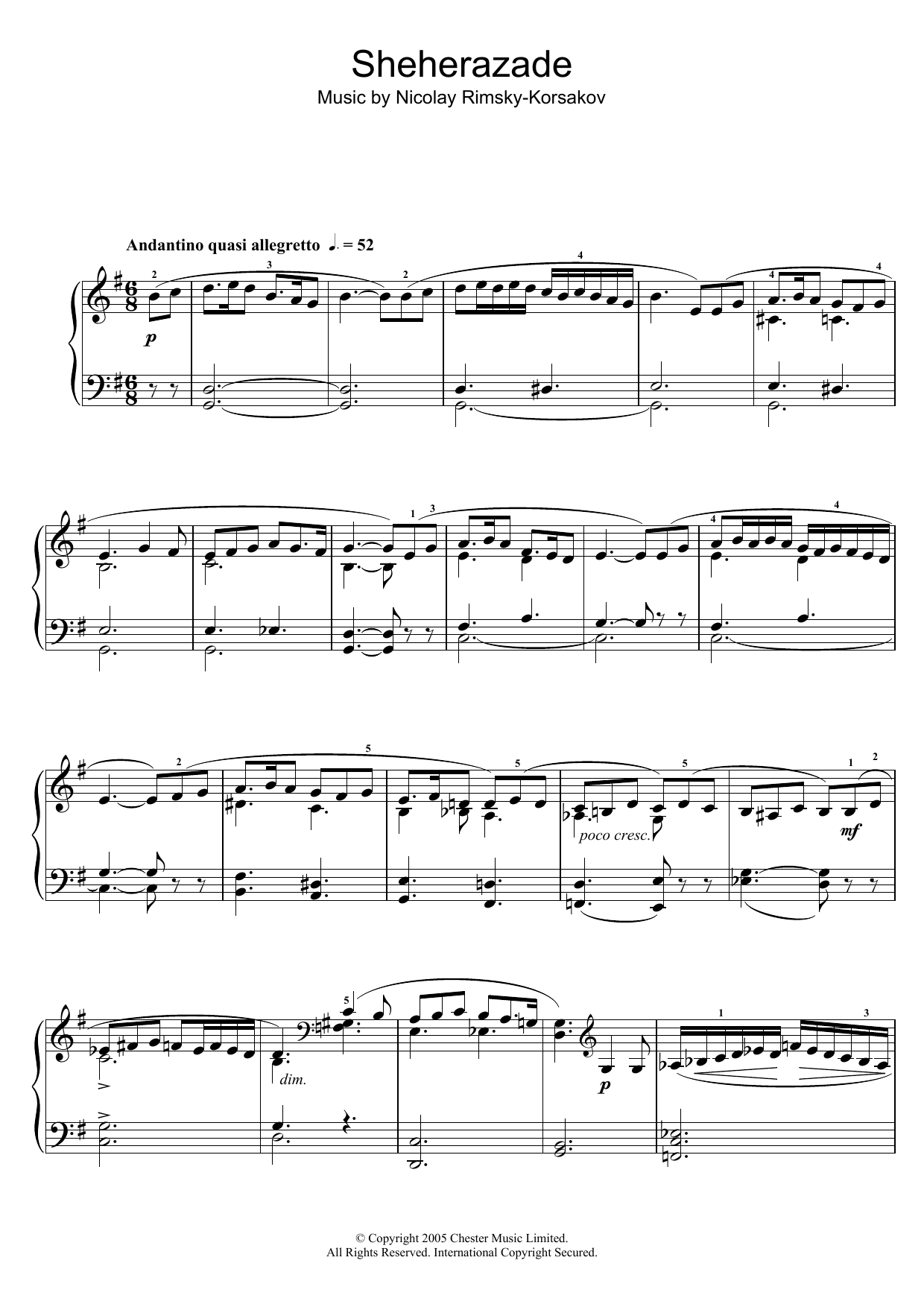 Nikolai Rimsky-Korsakov Sheherazade Sheet Music Notes & Chords for Piano - Download or Print PDF