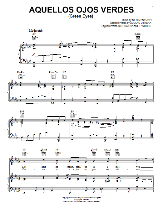 Nilo Menendez Aquellos Ojos Verdes (Green Eyes) Sheet Music Notes & Chords for Accordion - Download or Print PDF