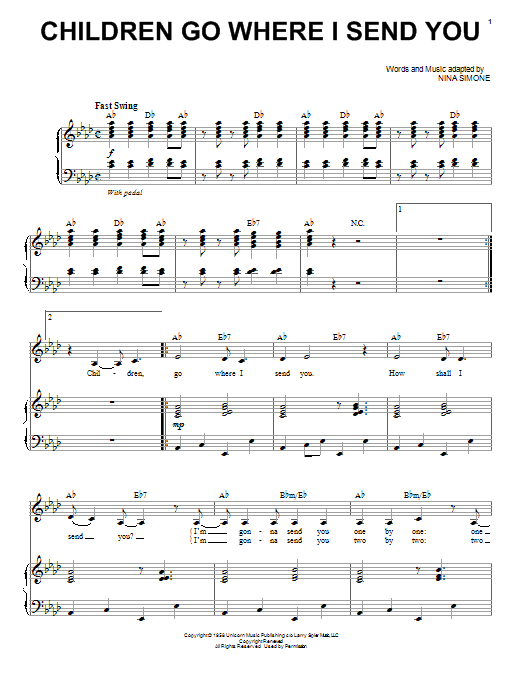 Nina Simone Children Go Where I Send You Sheet Music Notes & Chords for Piano & Vocal - Download or Print PDF