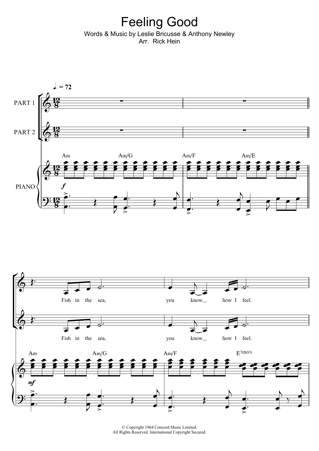 Nina Simone Feeling Good (arr. Rick Hein) Sheet Music Notes & Chords for 2-Part Choir - Download or Print PDF