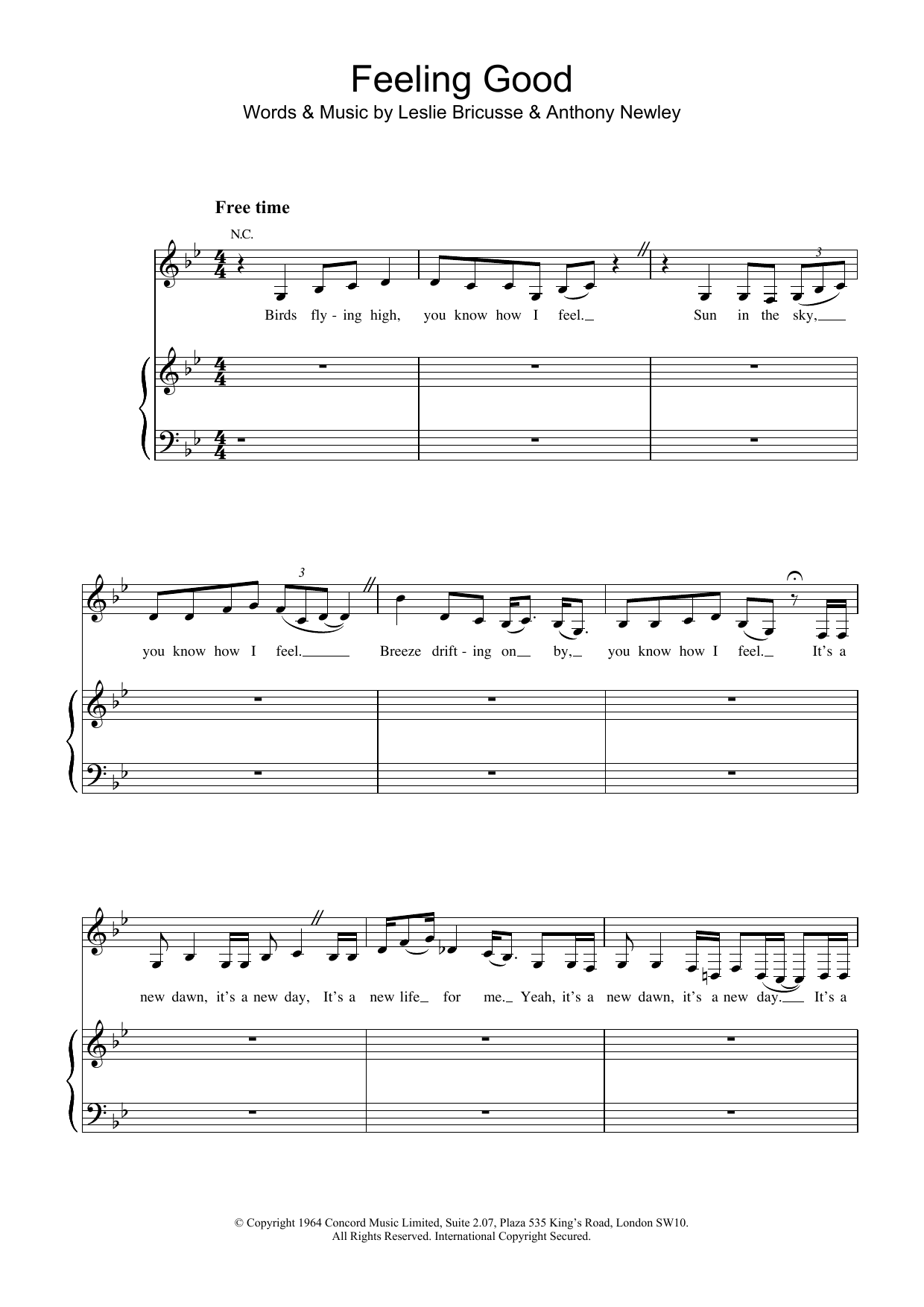 Nina Simone Feeling Good Sheet Music Notes & Chords for Piano, Vocal & Guitar - Download or Print PDF