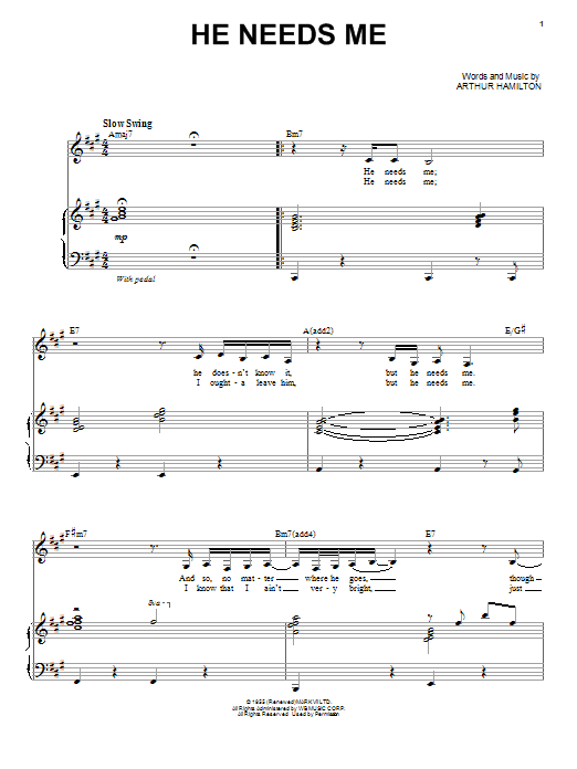 Nina Simone He Needs Me Sheet Music Notes & Chords for Piano & Vocal - Download or Print PDF