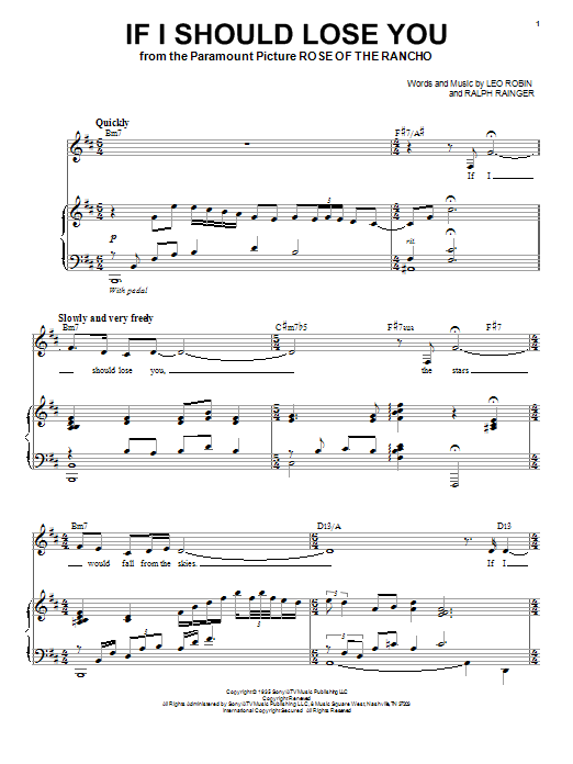 Nina Simone If I Should Lose You Sheet Music Notes & Chords for Piano & Vocal - Download or Print PDF