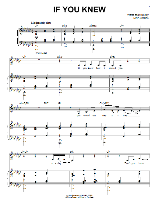 Nina Simone If You Knew Sheet Music Notes & Chords for Piano & Vocal - Download or Print PDF