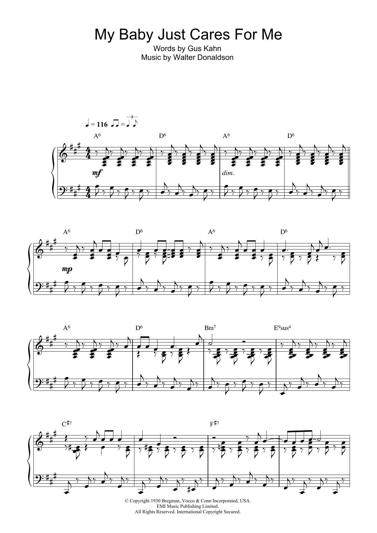 Nina Simone My Baby Just Cares For Me Sheet Music Notes & Chords for Piano, Vocal & Guitar - Download or Print PDF