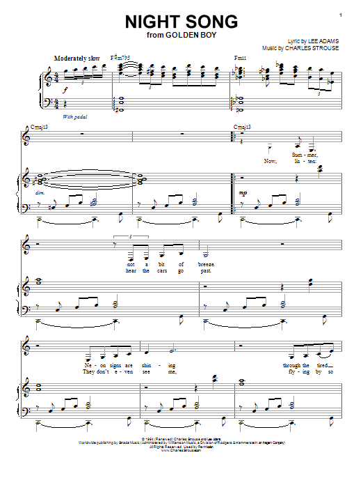 Nina Simone Night Song Sheet Music Notes & Chords for Piano & Vocal - Download or Print PDF