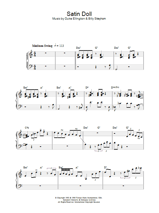 Nina Simone Satin Doll Sheet Music Notes & Chords for Piano, Vocal & Guitar (Right-Hand Melody) - Download or Print PDF