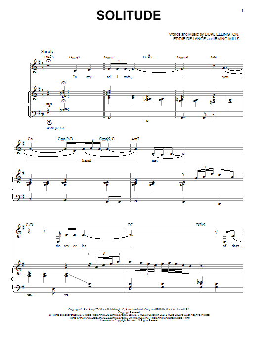 Nina Simone Solitude Sheet Music Notes & Chords for Piano & Vocal - Download or Print PDF