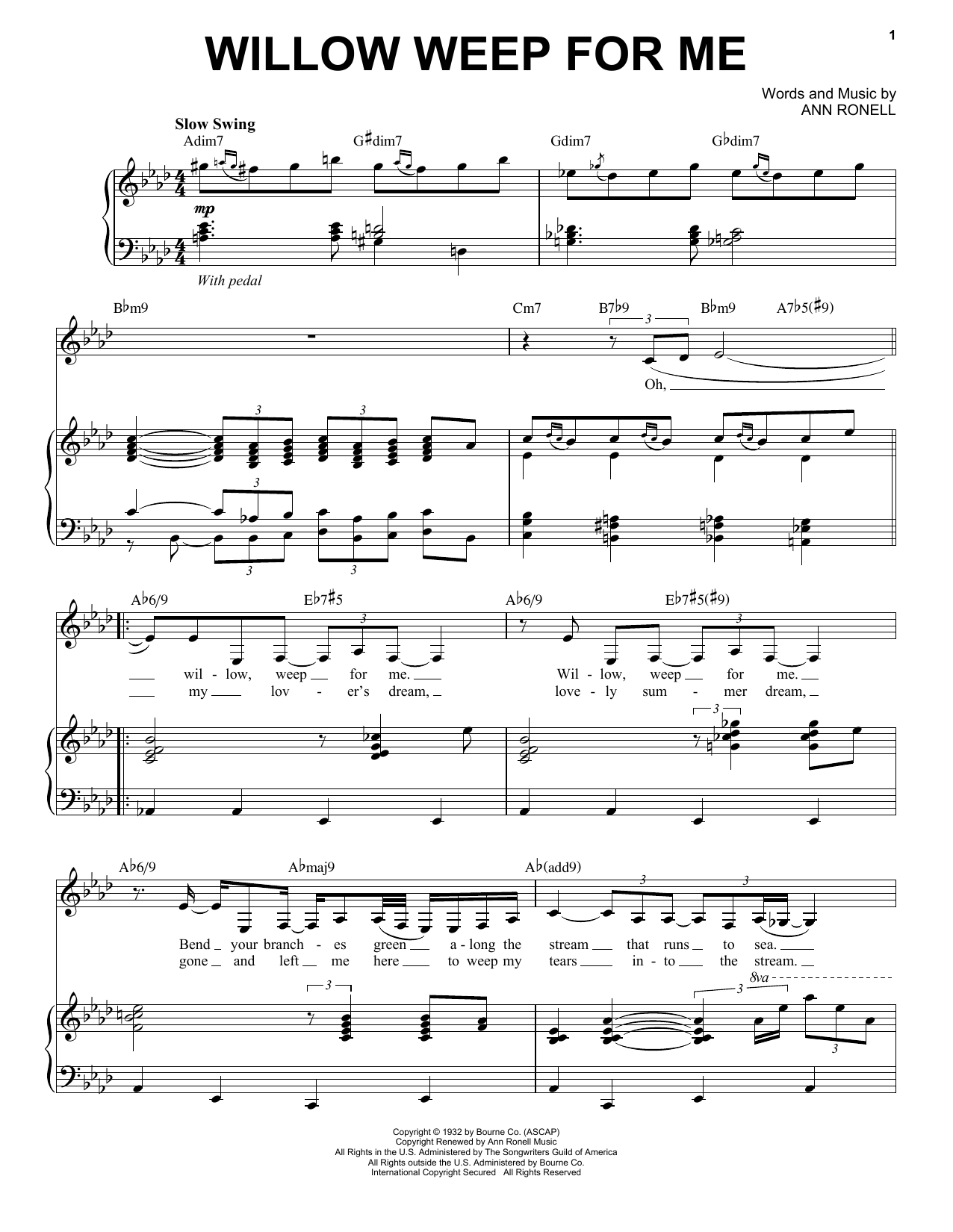 Nina Simone Willow Weep For Me Sheet Music Notes & Chords for Piano & Vocal - Download or Print PDF