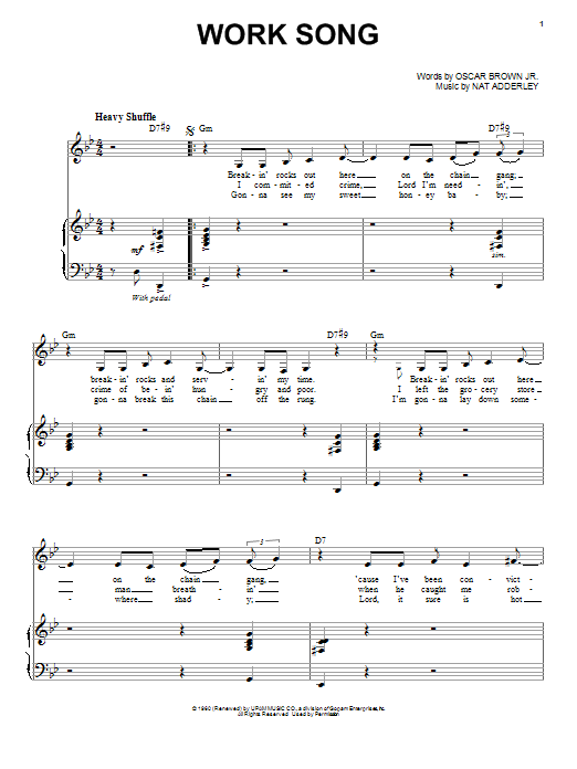 Nina Simone Work Song Sheet Music Notes & Chords for Piano & Vocal - Download or Print PDF