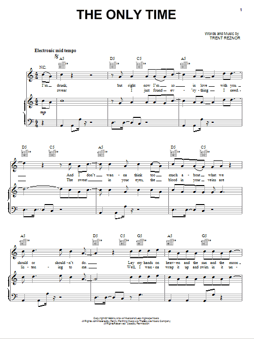Nine Inch Nails The Only Time Sheet Music Notes & Chords for Piano, Vocal & Guitar (Right-Hand Melody) - Download or Print PDF