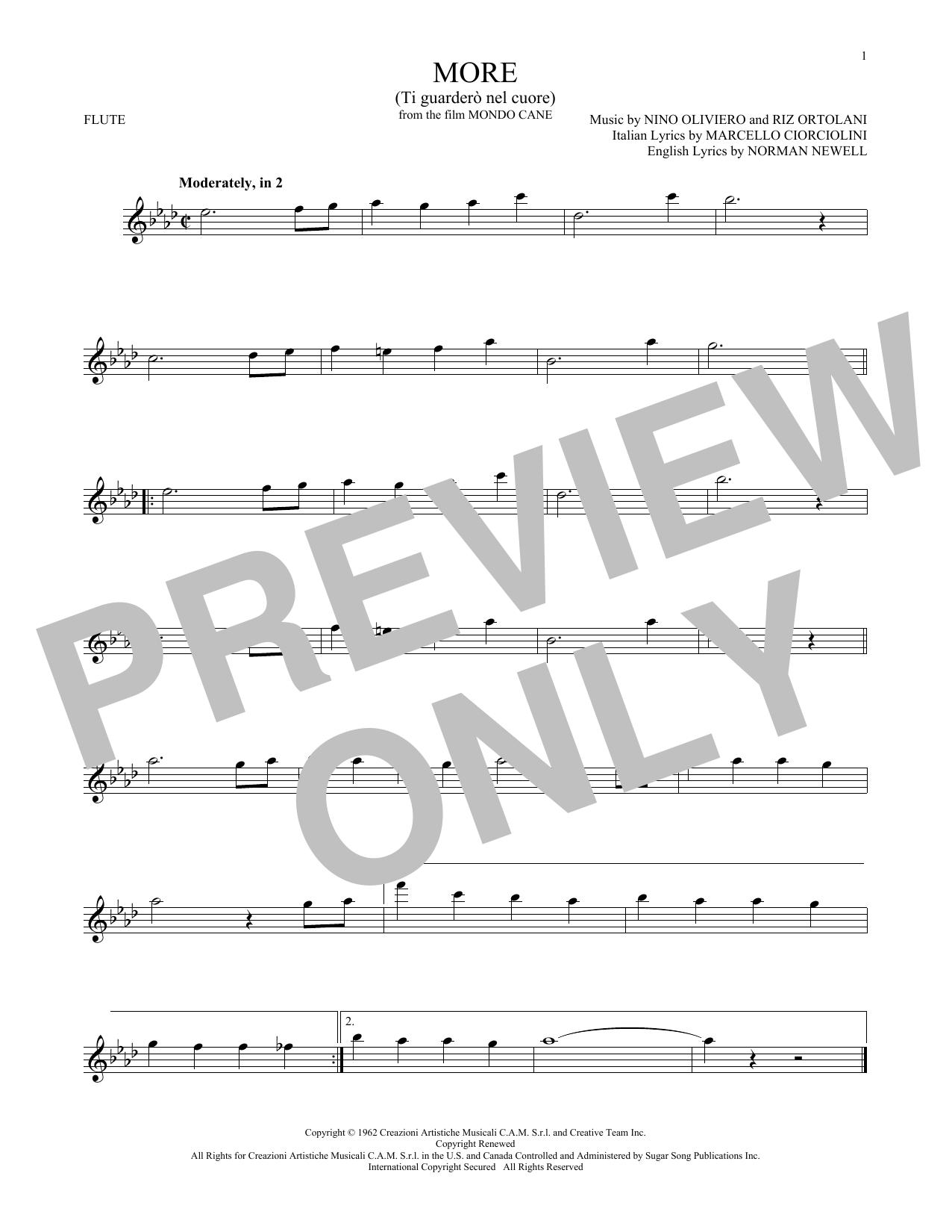 Nino Oliviero More (Ti Guardero Nel Cuore) Sheet Music Notes & Chords for Trumpet - Download or Print PDF