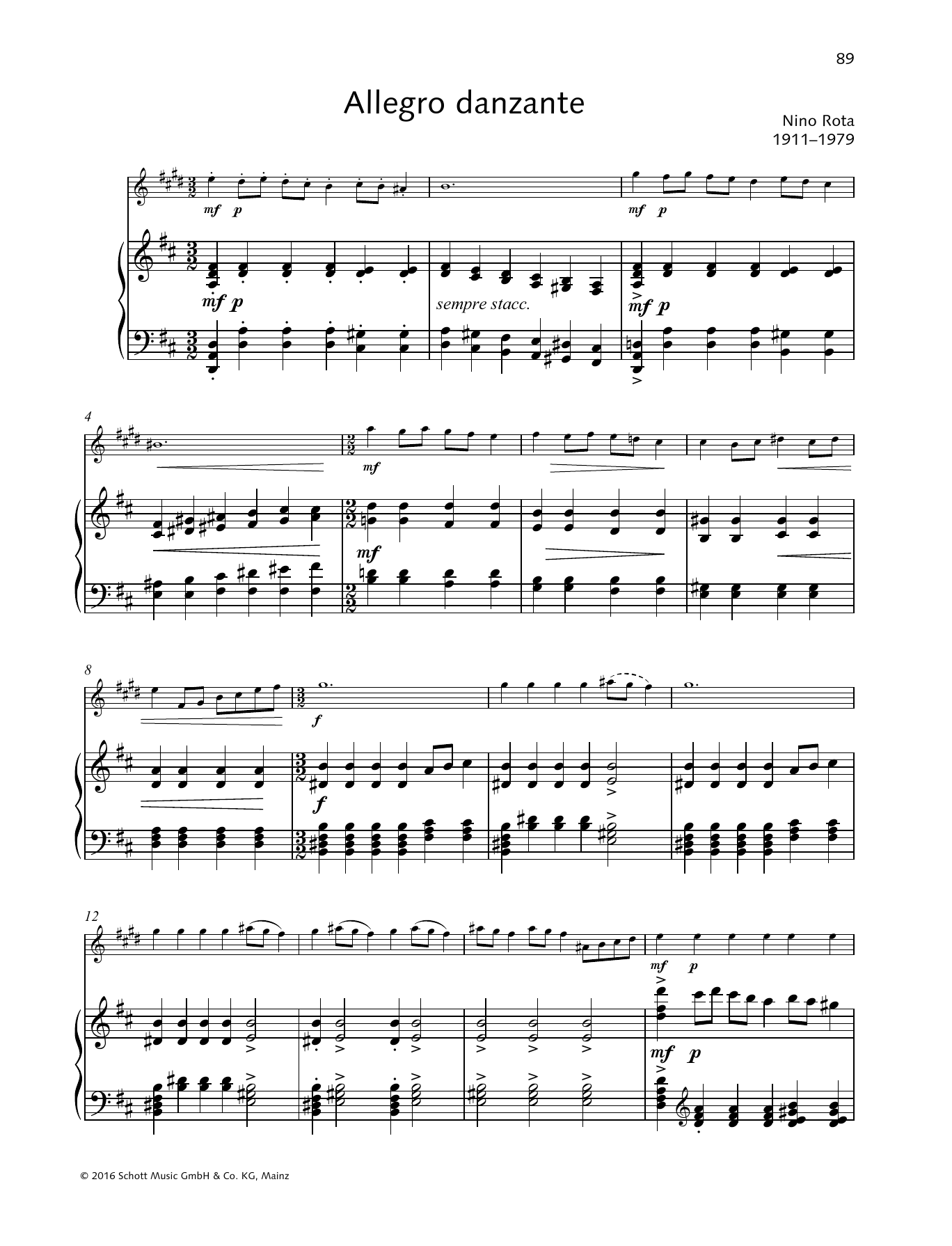 Nino Rota Allegro danzante Sheet Music Notes & Chords for Woodwind Solo - Download or Print PDF