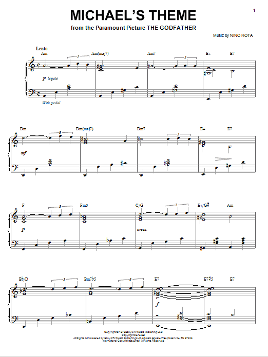 Nino Rota Michael's Theme Sheet Music Notes & Chords for Piano, Vocal & Guitar (Right-Hand Melody) - Download or Print PDF Nino Rota Michael's Theme Sheet Music Notes & Chords for Piano, Vocal & Guitar (Right-Hand Melody) - Download or Print PDF