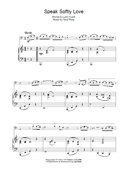 Nino Rota Speak Softly Love (Godfather Theme) Sheet Music Notes & Chords for Keyboard - Download or Print PDF
