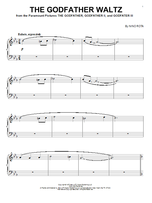 Nino Rota The Godfather Waltz Sheet Music Notes & Chords for Melody Line, Lyrics & Chords - Download or Print PDF