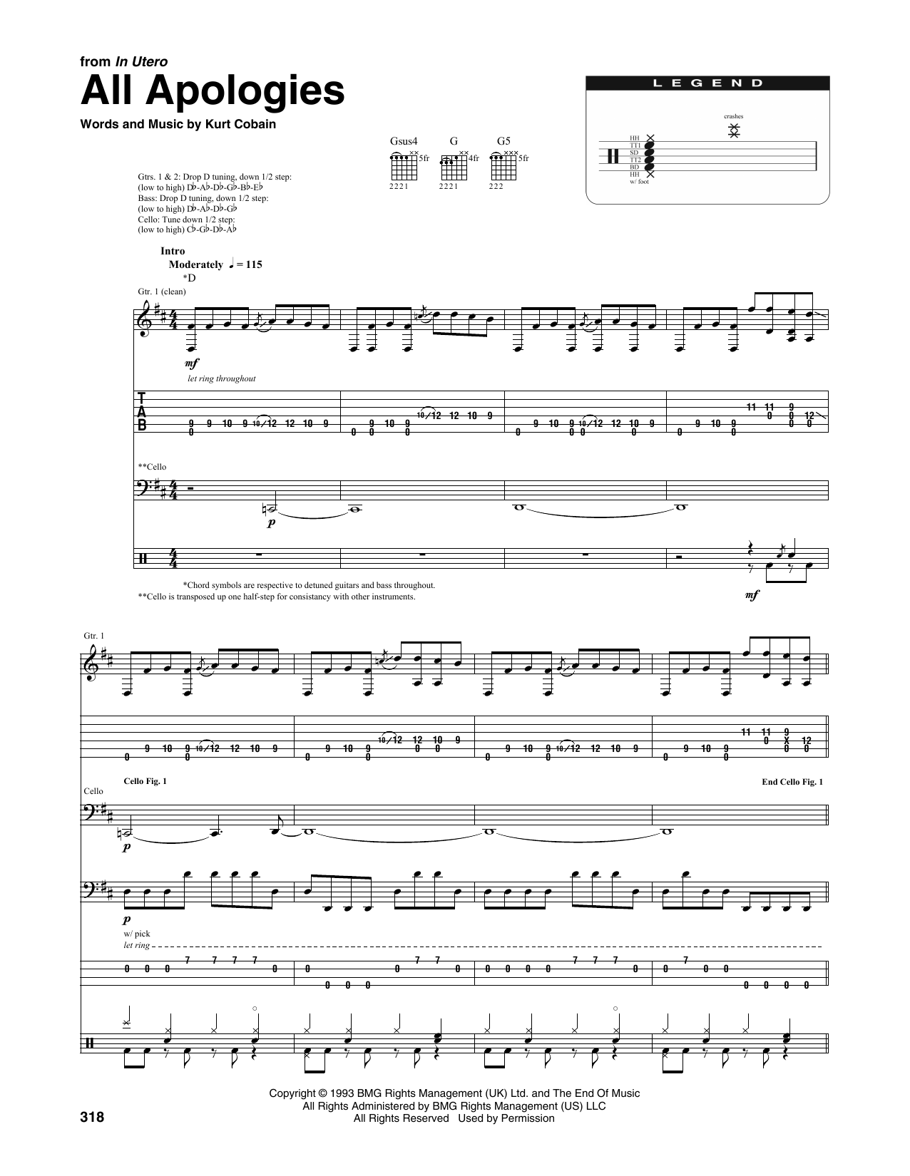 Nirvana All Apologies (from MTV Unplugged in New York) Sheet Music Notes & Chords for Transcribed Score - Download or Print PDF