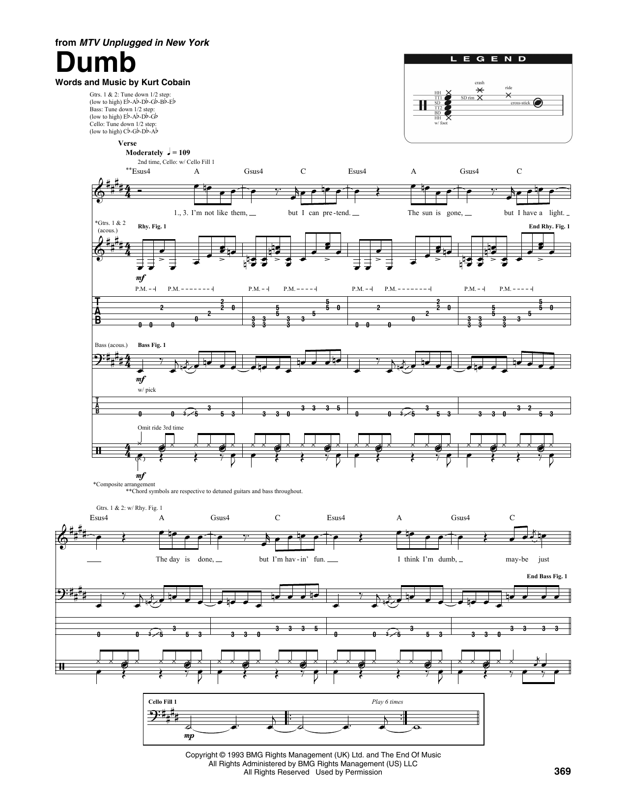 Nirvana Dumb (from MTV Unplugged in New York) Sheet Music Notes & Chords for Transcribed Score - Download or Print PDF