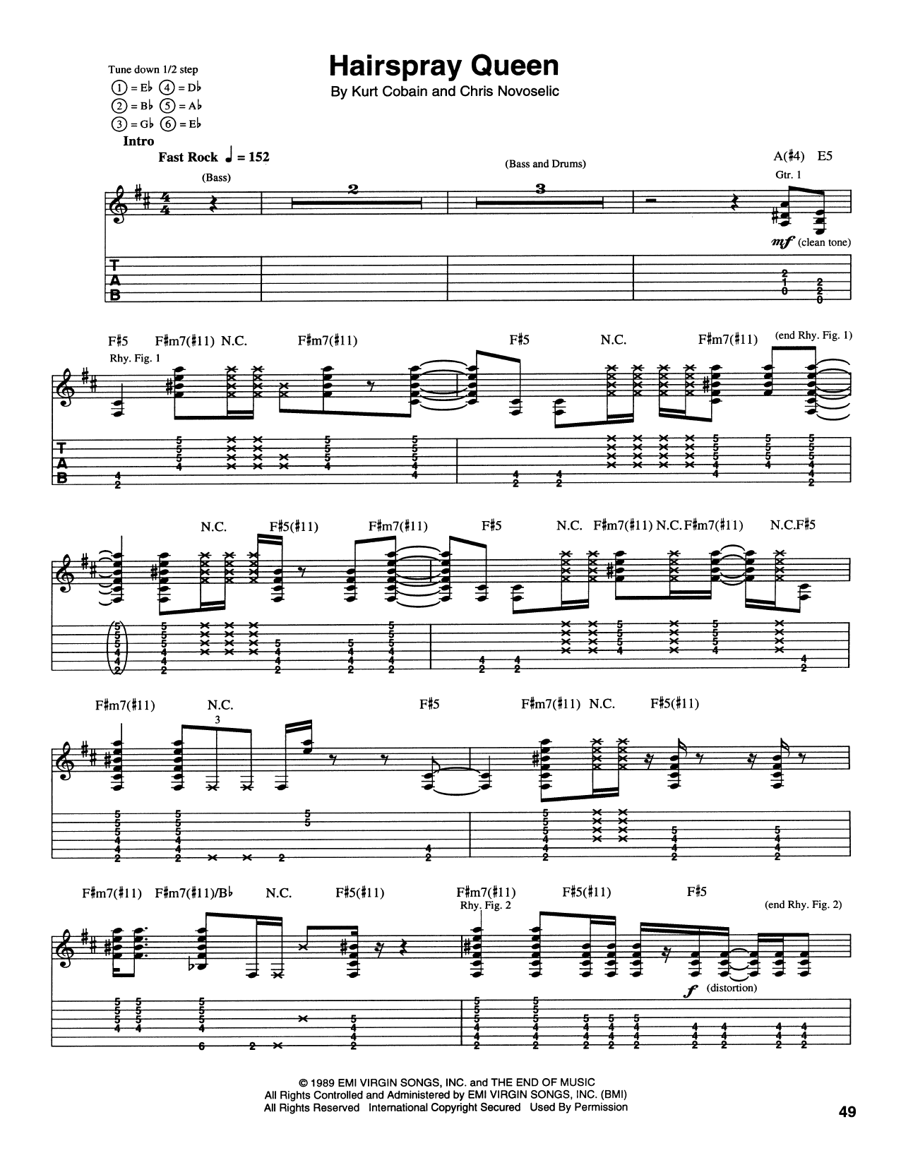 Nirvana Hairspray Queen Sheet Music Notes & Chords for Piano, Vocal & Guitar Chords (Right-Hand Melody) - Download or Print PDF
