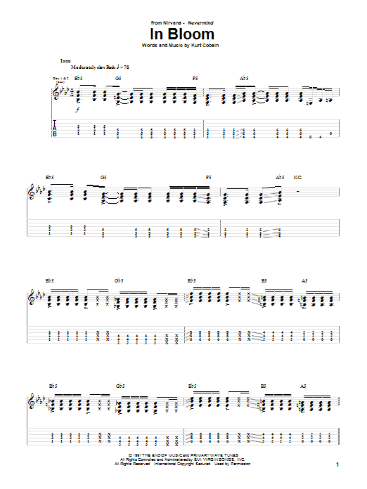 Nirvana In Bloom Sheet Music Notes & Chords for Really Easy Guitar - Download or Print PDF