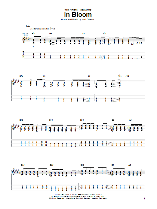 Nirvana In Bloom Sheet Music Notes & Chords for Lyrics & Chords - Download or Print PDF