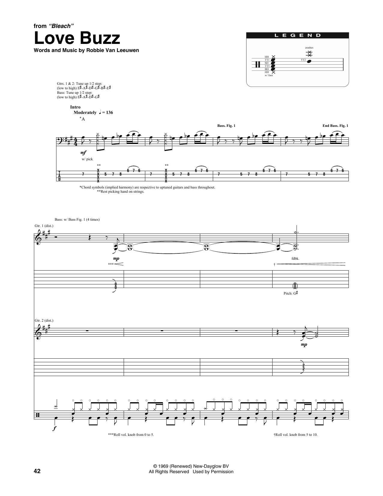 Nirvana Love Buzz Sheet Music Notes & Chords for Transcribed Score - Download or Print PDF