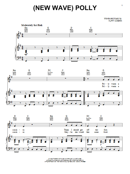 Nirvana (New Wave) Polly Sheet Music Notes & Chords for Really Easy Guitar - Download or Print PDF
