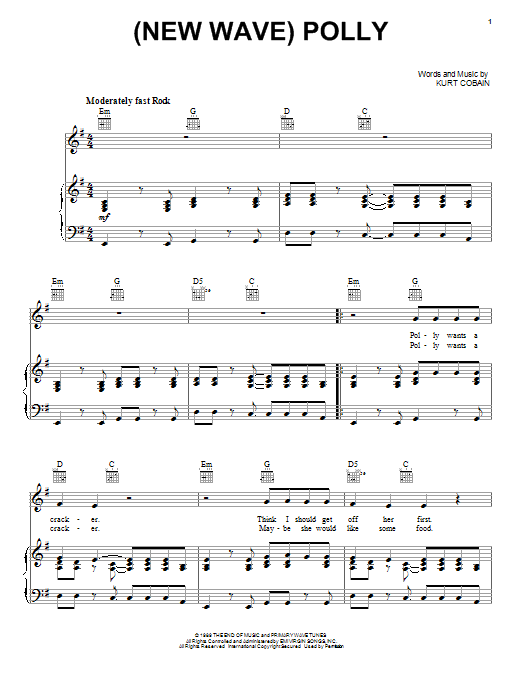 Nirvana (New Wave) Polly Sheet Music Notes & Chords for Lyrics & Chords - Download or Print PDF