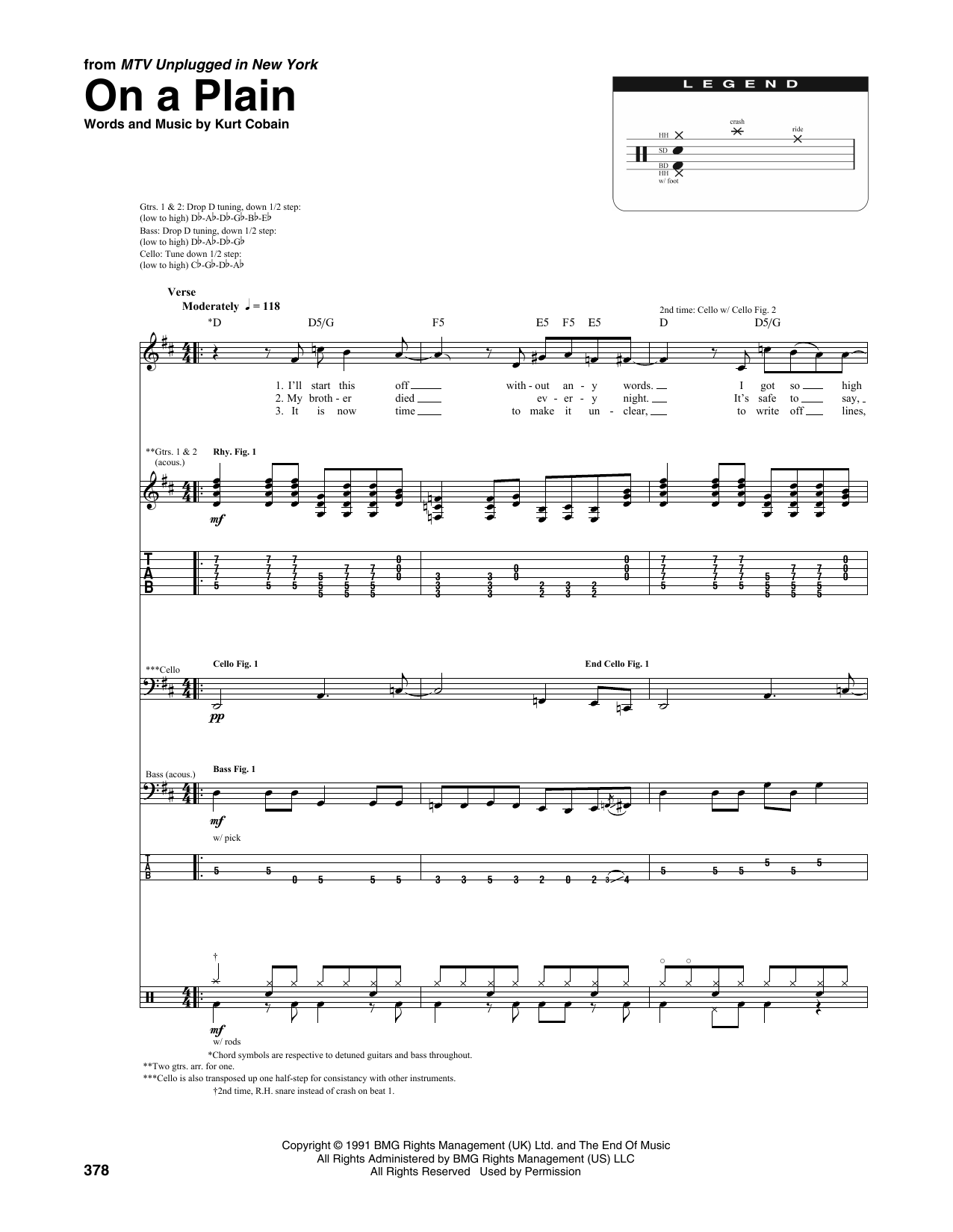 Nirvana On A Plain (from MTV Unplugged in New York) Sheet Music Notes & Chords for Transcribed Score - Download or Print PDF