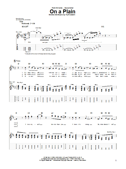 Nirvana On A Plain Sheet Music Notes & Chords for Piano, Vocal & Guitar (Right-Hand Melody) - Download or Print PDF