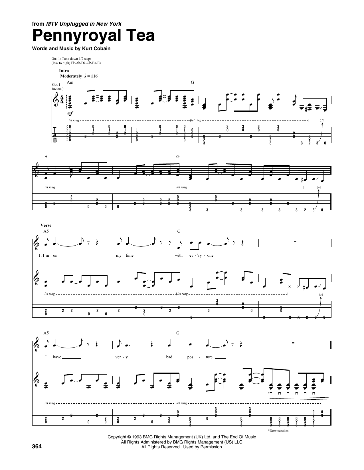 Nirvana Pennyroyal Tea (from MTV Unplugged in New York) Sheet Music Notes & Chords for Transcribed Score - Download or Print PDF