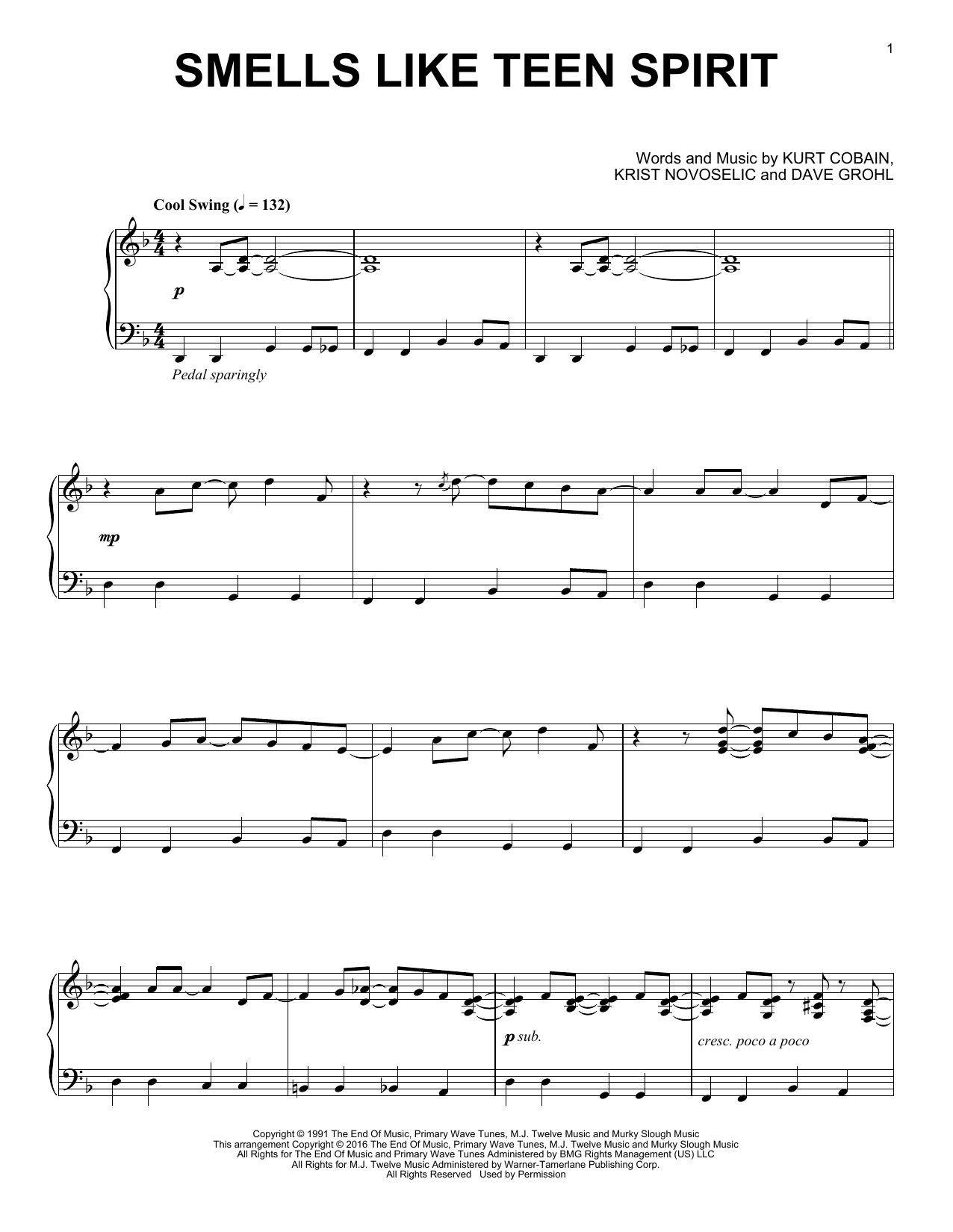 Nirvana Smells Like Teen Spirit [Jazz version] Sheet Music Notes & Chords for Piano - Download or Print PDF