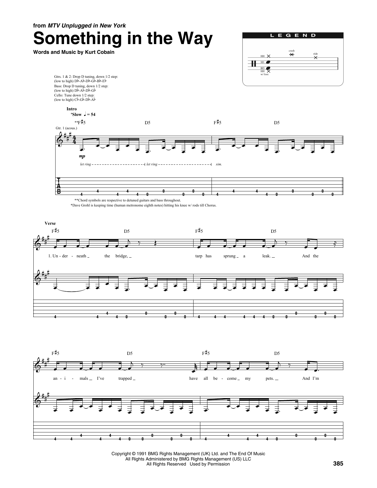 Nirvana Something In The Way (from MTV Unplugged in New York) Sheet Music Notes & Chords for Transcribed Score - Download or Print PDF