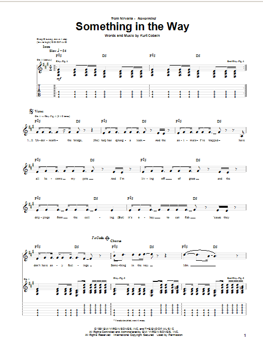 Nirvana Something In The Way Sheet Music Notes & Chords for Ukulele - Download or Print PDF